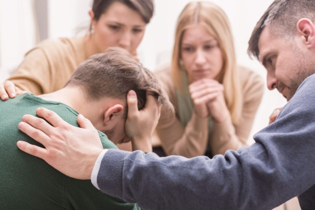 family having a drug addiction intervention