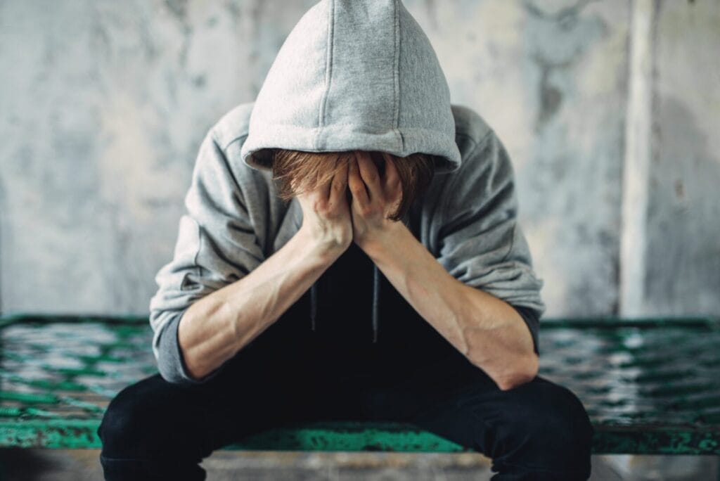 man suffering from heroin withdrawal