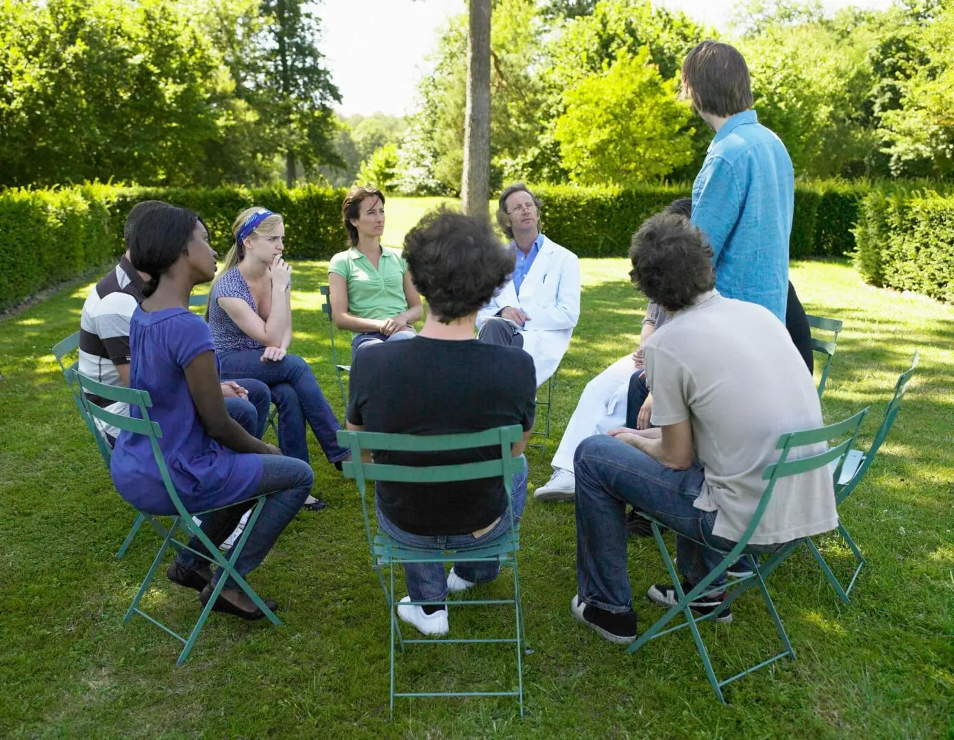 circle of people in outpatient rehab