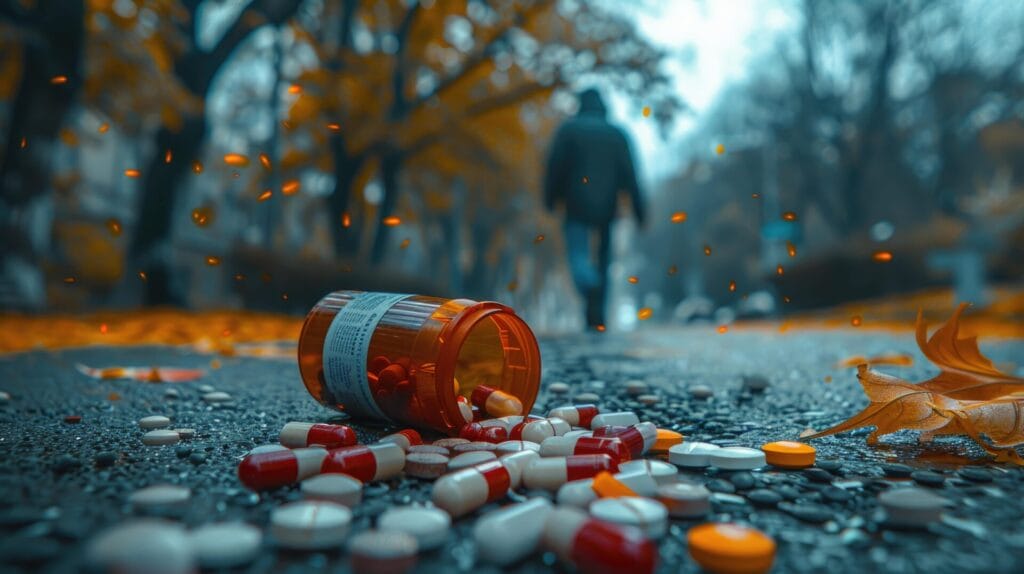 man walking away from opiates