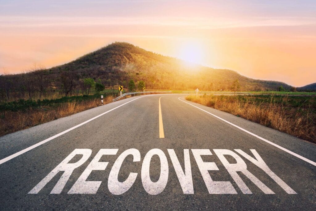 road with the word recovery written on it