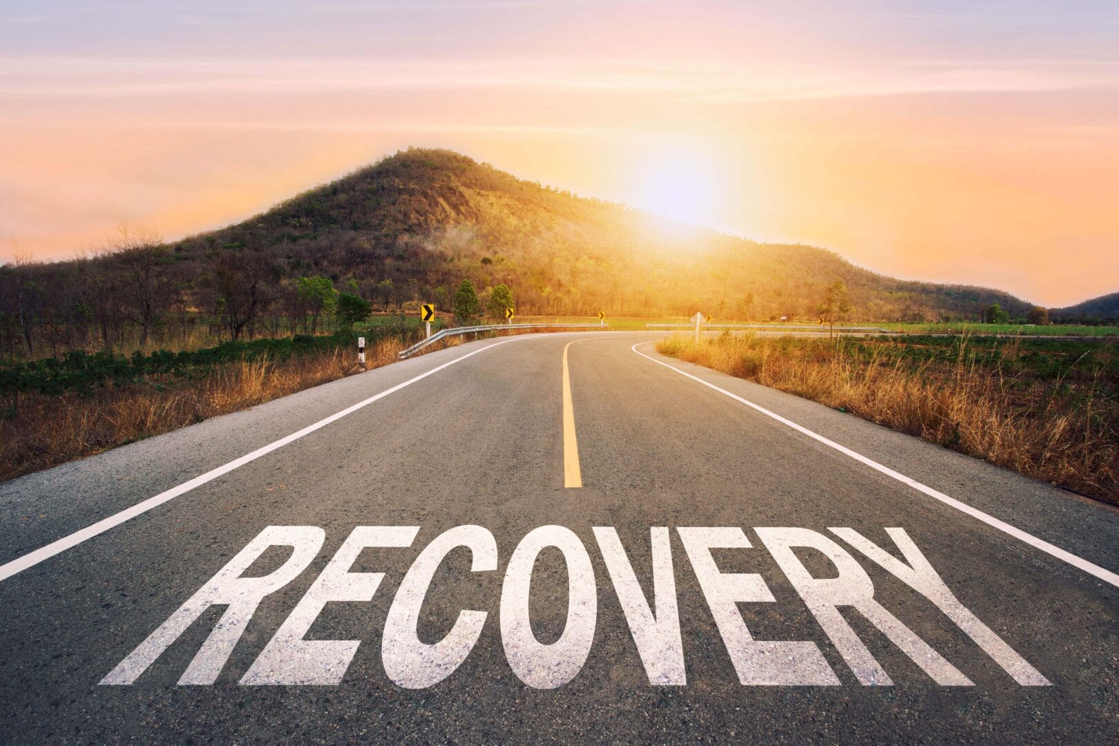 road with the word recovery written on it