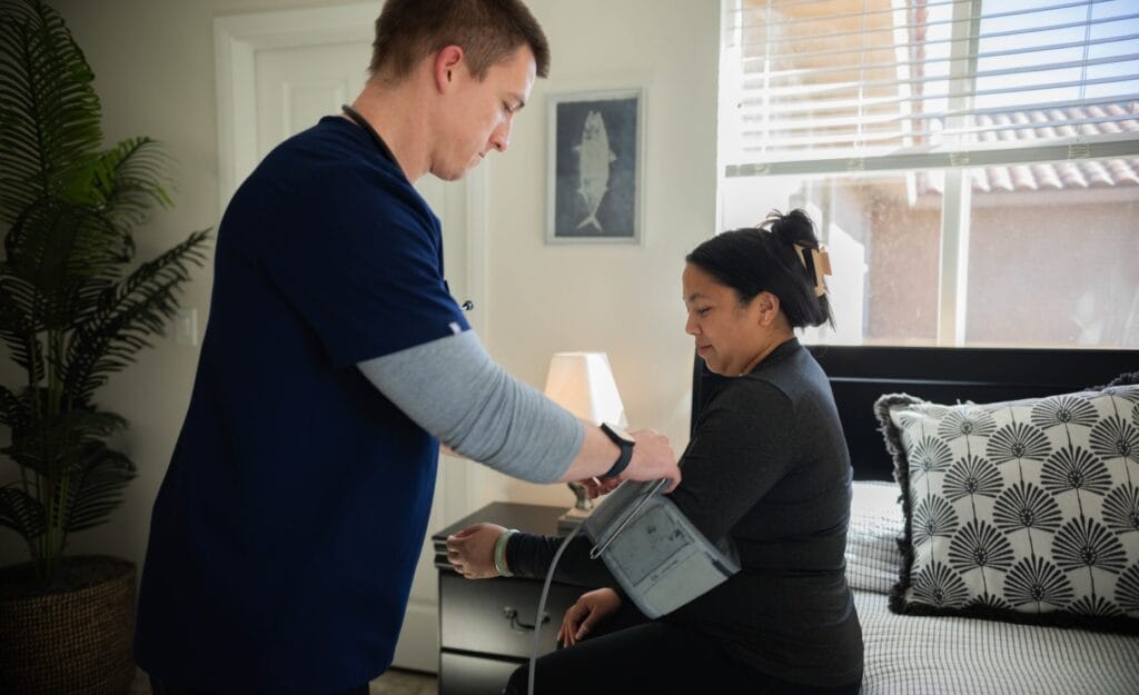 doctor helping patient in residential treatment