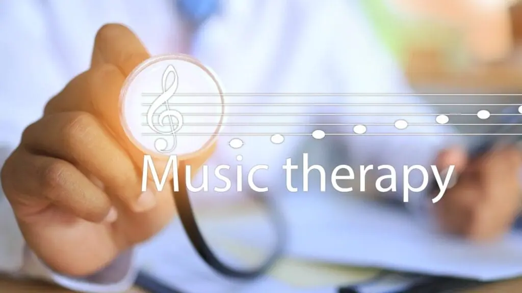 doctor next to the words music therapy
