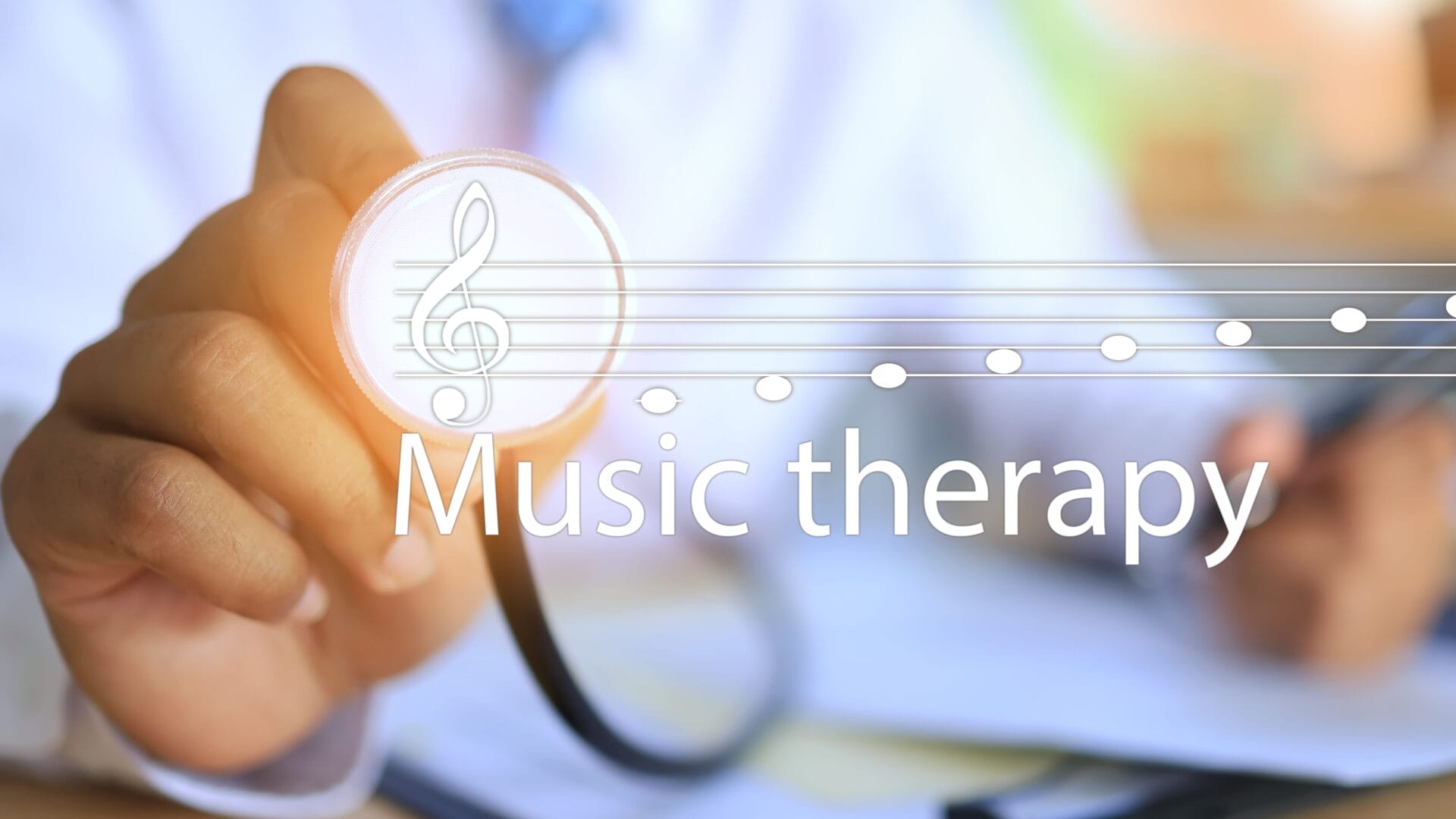 doctor next to the words music therapy