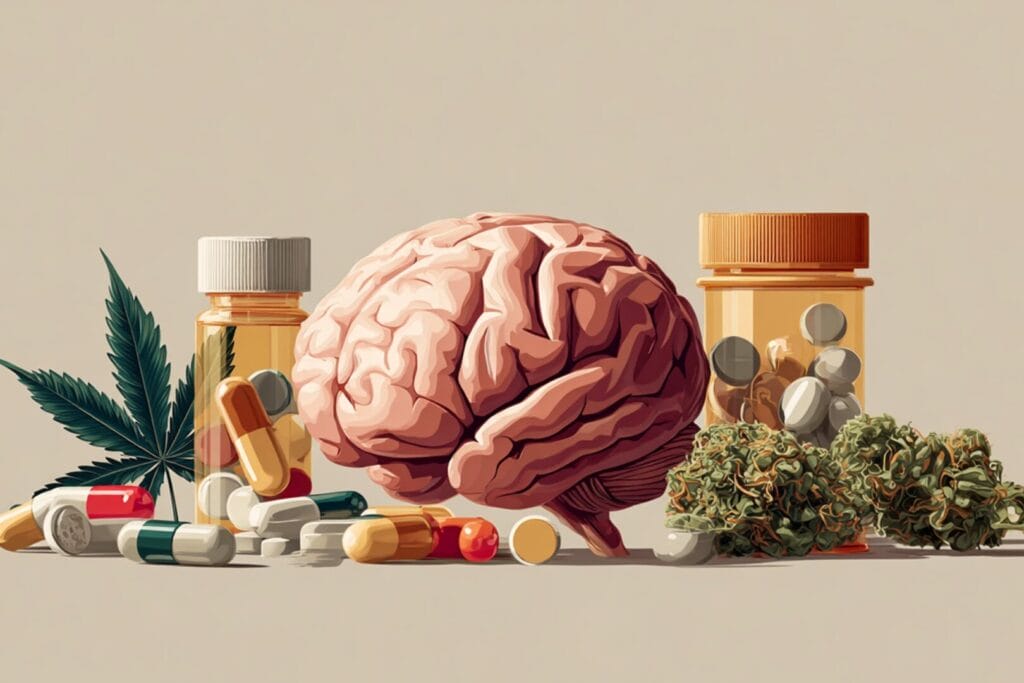 brain next to substances and drugs