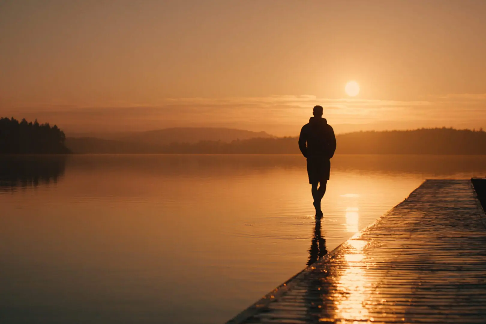 man walking on water