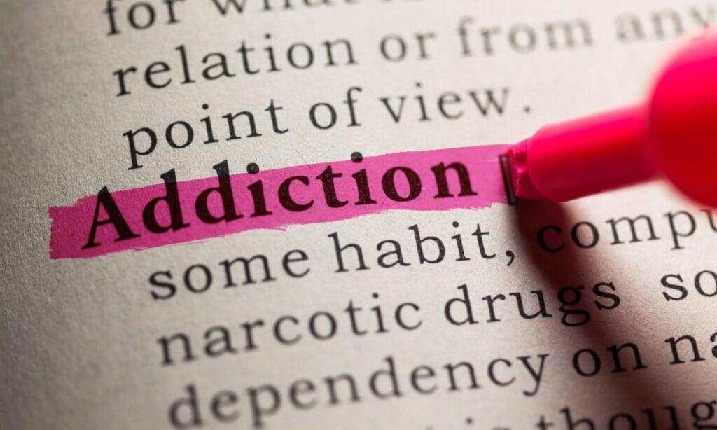 addiction written out and highlighted